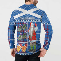 Santa Claus Thistle Scottish Christmas Button Sweatshirt Tartan Pattern - Wonder Print Shop