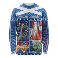 Santa Claus Thistle Scottish Christmas Long Sleeve Shirt Tartan Pattern - Wonder Print Shop