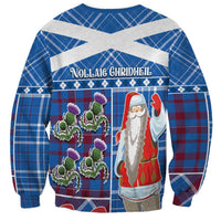 Santa Claus Thistle Scottish Christmas Sweatshirt Tartan Pattern - Wonder Print Shop