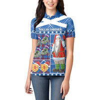 Santa Claus Thistle Scottish Christmas Women Polo Shirt Tartan Pattern - Wonder Print Shop