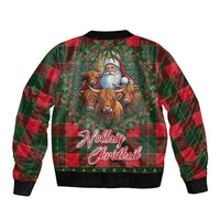 Santa and Higland Cows Scottish Christmas Bomber Jacket Tartan Pattern - Wonder Print Shop
