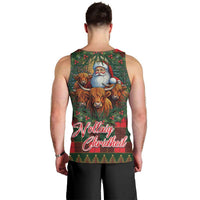Santa and Higland Cows Scottish Christmas Men Tank Top Tartan Pattern - Wonder Print Shop