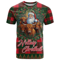 Santa and Higland Cows Scottish Christmas T Shirt Tartan Pattern - Wonder Print Shop