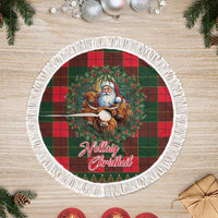 Santa and Higland Cows Scottish Christmas Tree Skirt Tartan Pattern - Wonder Print Shop