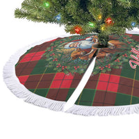 Santa and Higland Cows Scottish Christmas Tree Skirt Tartan Pattern - Wonder Print Shop