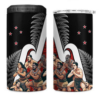 New Zealand Te Matatini 4 in 1 Can Cooler Tumbler Kapa Haka and Silver Fern - Maori Art Pattern - Wonder Print Shop