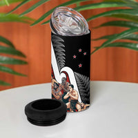 New Zealand Te Matatini 4 in 1 Can Cooler Tumbler Kapa Haka and Silver Fern - Maori Art Pattern - Wonder Print Shop