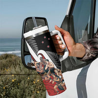 New Zealand Te Matatini Tumbler With Handle Kapa Haka and Silver Fern - Maori Art Pattern - Wonder Print Shop