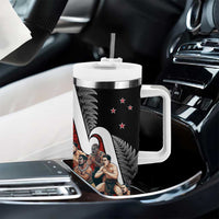 New Zealand Te Matatini Tumbler With Handle Kapa Haka and Silver Fern - Maori Art Pattern - Wonder Print Shop
