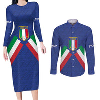 Italy Football 2024 Go Champion Couples Matching Long Sleeve Bodycon Dress and Long Sleeve Button Shirt - Wonder Print Shop