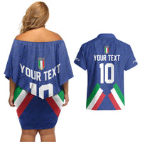 Italy Football 2024 Go Champion Couples Matching Off Shoulder Short Dress and Hawaiian Shirt - Wonder Print Shop