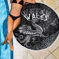 Welsh Celtic Culture Beach Blanket Wales Y Ddraig Goch with Runes Symbols - Wonder Print Shop