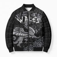 Welsh Celtic Culture Bomber Puffer Jacket Wales Y Ddraig Goch with Runes Symbols - Wonder Print Shop