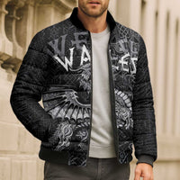 Welsh Celtic Culture Bomber Puffer Jacket Wales Y Ddraig Goch with Runes Symbols - Wonder Print Shop
