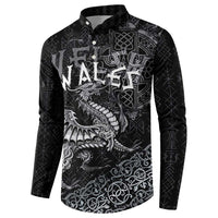 Welsh Celtic Culture Button Sweatshirt Wales Y Ddraig Goch with Runes Symbols - Wonder Print Shop