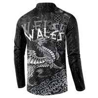 Welsh Celtic Culture Button Sweatshirt Wales Y Ddraig Goch with Runes Symbols - Wonder Print Shop