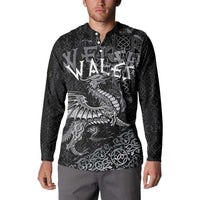 Welsh Celtic Culture Button Sweatshirt Wales Y Ddraig Goch with Runes Symbols - Wonder Print Shop