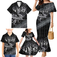 Welsh Celtic Culture Family Matching Mermaid Dress and Hawaiian Shirt Wales Y Ddraig Goch with Runes Symbols - Wonder Print Shop