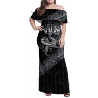 Welsh Celtic Culture Family Matching Off Shoulder Maxi Dress and Hawaiian Shirt Wales Y Ddraig Goch with Runes Symbols - Wonder Print Shop