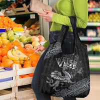 Welsh Celtic Culture Grocery Bag Wales Y Ddraig Goch with Runes Symbols - Wonder Print Shop