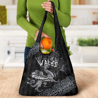 Welsh Celtic Culture Grocery Bag Wales Y Ddraig Goch with Runes Symbols - Wonder Print Shop