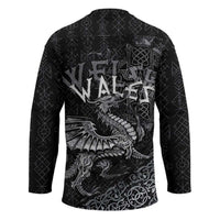 Welsh Celtic Culture Hockey Jersey Wales Y Ddraig Goch with Runes Symbols - Wonder Print Shop