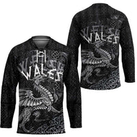 Welsh Celtic Culture Hockey Jersey Wales Y Ddraig Goch with Runes Symbols - Wonder Print Shop