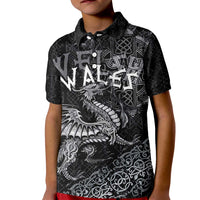 Welsh Celtic Culture Kid Polo Shirt Wales Y Ddraig Goch with Runes Symbols - Wonder Print Shop