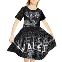 Welsh Celtic Culture Kid Short Sleeve Dress Wales Y Ddraig Goch with Runes Symbols - Wonder Print Shop