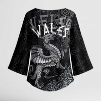 Welsh Celtic Culture Kimono Sleeve Blouse Wales Y Ddraig Goch with Runes Symbols - Wonder Print Shop
