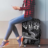 Welsh Celtic Culture Luggage Cover Wales Y Ddraig Goch with Runes Symbols - Wonder Print Shop