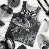 Welsh Celtic Culture Men Tank Top Wales Y Ddraig Goch with Runes Symbols - Wonder Print Shop