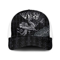 Welsh Celtic Culture Mesh Trucker Cap Wales Y Ddraig Goch with Runes Symbols - Wonder Print Shop