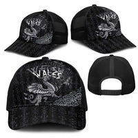 Welsh Celtic Culture Mesh Trucker Cap Wales Y Ddraig Goch with Runes Symbols - Wonder Print Shop