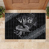 Welsh Celtic Culture Rubber Doormat Wales Y Ddraig Goch with Runes Symbols - Wonder Print Shop