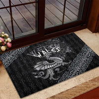 Welsh Celtic Culture Rubber Doormat Wales Y Ddraig Goch with Runes Symbols - Wonder Print Shop