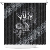 Welsh Celtic Culture Shower Curtain Wales Y Ddraig Goch with Runes Symbols - Wonder Print Shop