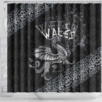 Welsh Celtic Culture Shower Curtain Wales Y Ddraig Goch with Runes Symbols - Wonder Print Shop