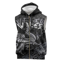 Welsh Celtic Culture Sleeveless Zip Hoodie Wales Y Ddraig Goch with Runes Symbols - Wonder Print Shop