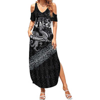 Welsh Celtic Culture Summer Maxi Dress Wales Y Ddraig Goch with Runes Symbols - Wonder Print Shop