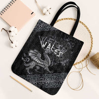 Welsh Celtic Culture Tote Bag Wales Y Ddraig Goch with Runes Symbols - Wonder Print Shop