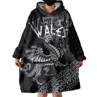 Welsh Celtic Culture Wearable Blanket Hoodie Wales Y Ddraig Goch with Runes Symbols - Wonder Print Shop