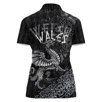 Welsh Celtic Culture Women Polo Shirt Wales Y Ddraig Goch with Runes Symbols - Wonder Print Shop