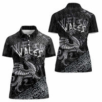 Welsh Celtic Culture Women Polo Shirt Wales Y Ddraig Goch with Runes Symbols - Wonder Print Shop
