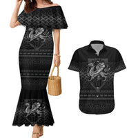 Welsh Celtic Culture Couples Matching Mermaid Dress and Hawaiian Shirt Wales Y Ddraig Goch with Knot - Wonder Print Shop