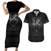 Welsh Celtic Culture Couples Matching Short Sleeve Bodycon Dress and Hawaiian Shirt Wales Y Ddraig Goch with Knot - Wonder Print Shop