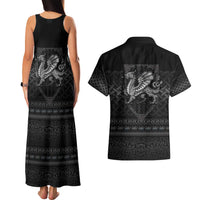 Welsh Celtic Culture Couples Matching Tank Maxi Dress and Hawaiian Shirt Wales Y Ddraig Goch with Knot - Wonder Print Shop
