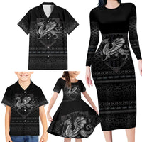 Welsh Celtic Culture Family Matching Long Sleeve Bodycon Dress and Hawaiian Shirt Wales Y Ddraig Goch with Knot - Wonder Print Shop