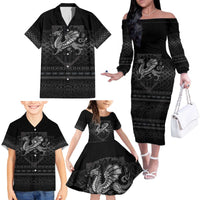 Welsh Celtic Culture Family Matching Off The Shoulder Long Sleeve Dress and Hawaiian Shirt Wales Y Ddraig Goch with Knot - Wonder Print Shop