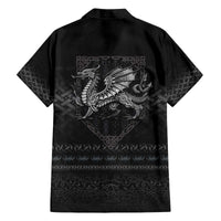 Welsh Celtic Culture Family Matching Off The Shoulder Long Sleeve Dress and Hawaiian Shirt Wales Y Ddraig Goch with Knot - Wonder Print Shop